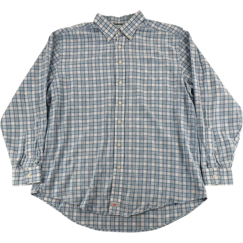 Vineyard Vines Button Down Shirt XL Murray Shirt Blue Plaid Cotton Long Sleeve